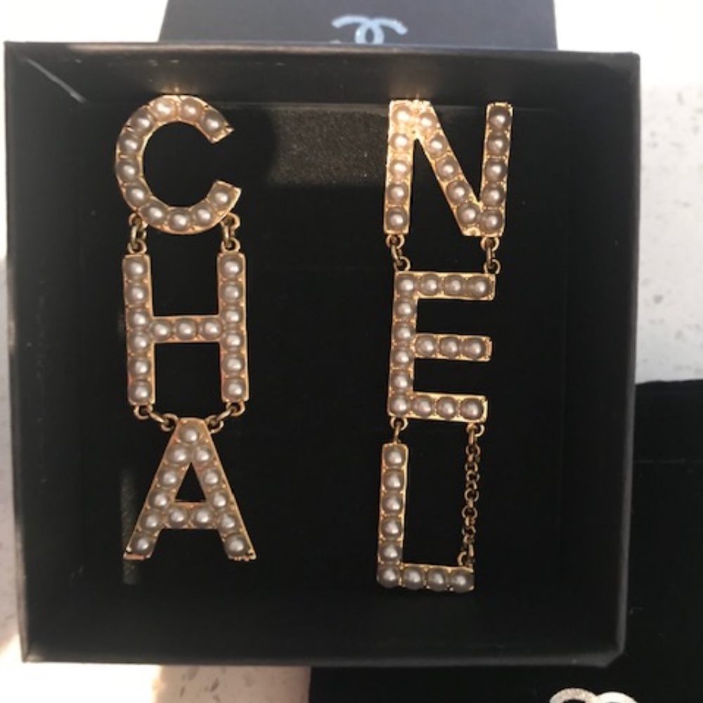 Chanel lettered earrings